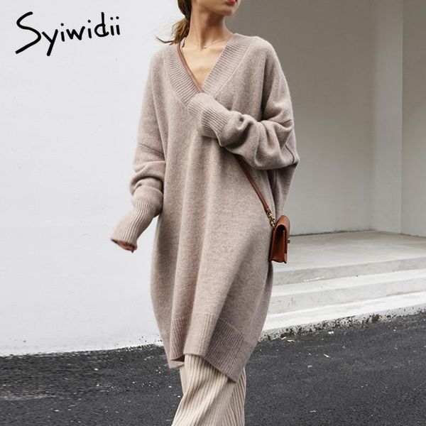 women's sweaters syiwidii midi woman sweater autumn winter 2021 fashion pullovers raglan sleeve v neck casual oversize knitted jumpers, White;black 
women's sweaters syiwidii midi woman sweater autumn winter 2021 fashion pullovers raglan sleeve v neck casual oversize knitted jumpers, White;black