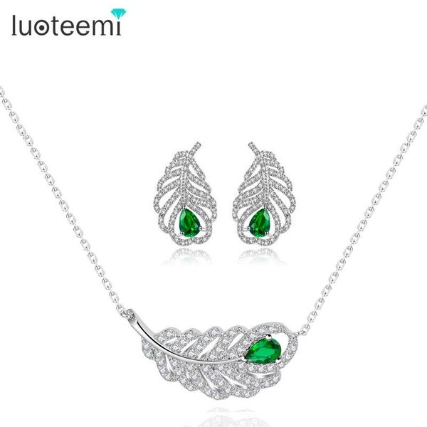 earrings & necklace luoteemi quality exquisite leaf pendant women wedding dress party set pave crystal cubic zircon fancy jewelry, Silver
earrings & necklace luoteemi quality exquisite leaf pendant women wedding dress party set pave crystal cubic zircon fancy jewelry, Silver