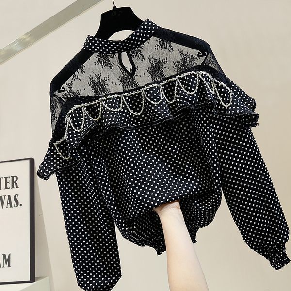 industrial mitts polka dot flounded chiffon common hollow loop out fine female shirt sweater mujer tn9o, Black
industrial mitts polka dot flounded chiffon common hollow loop out fine female shirt sweater mujer tn9o, Black