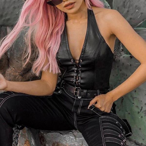 women's tanks & camis pu leather crop for women sleeveless ladies summer clothing lace-up slim short shirt backless and, White
women's tanks & camis pu leather crop for women sleeveless ladies summer clothing lace-up slim short shirt backless and, White