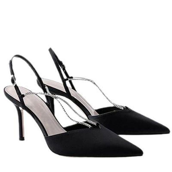 dress shoes women stiletto high heels pumps with crystal chain 2021 fashion solid color pointed toe back strap femme luxury, Black
dress shoes women stiletto high heels pumps with crystal chain 2021 fashion solid color pointed toe back strap femme luxury, Black