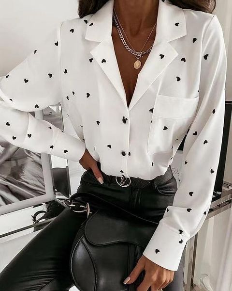 women's polos 2021 ins ladies casual fashion street temperament temperamental commuter printed long-sleeved shirt, White
women's polos 2021 ins ladies casual fashion street temperament temperamental commuter printed long-sleeved shirt, White