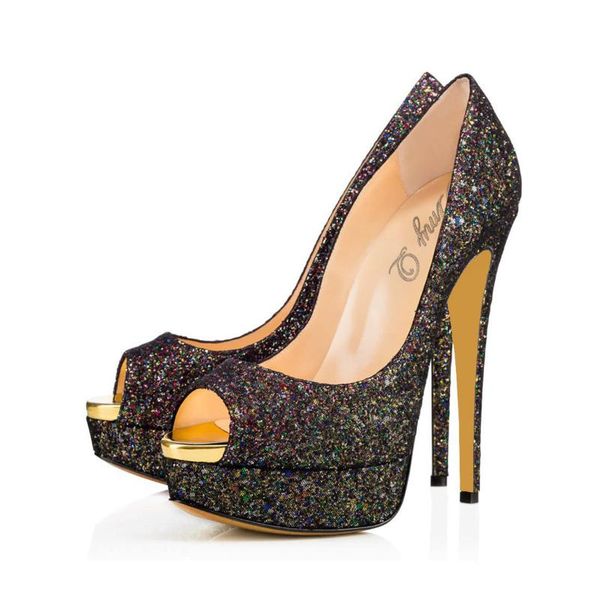 sandals waterproof fish mouth color sequins banquet shoes high-heeled women's high, Black
sandals waterproof fish mouth color sequins banquet shoes high-heeled women's high, Black