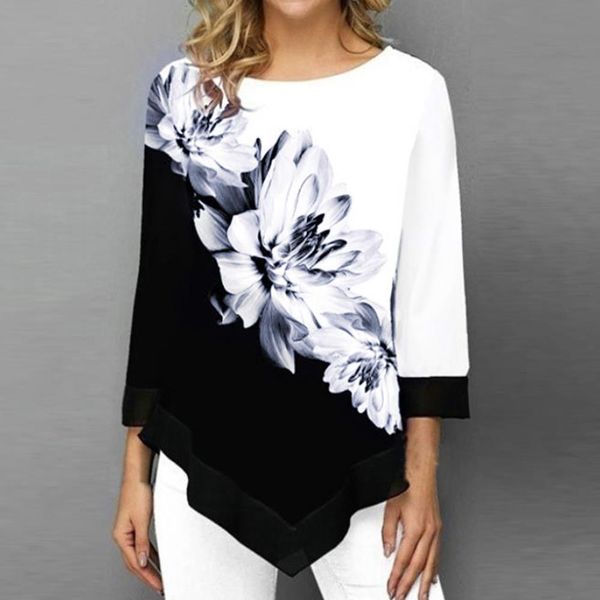 2021 new autumn arrival womens fashion round neck shirt long sleeved shirt v neck women print irregular hem tunic casual, White
2021 new autumn arrival womens fashion round neck shirt long sleeved shirt v neck women print irregular hem tunic casual, White
