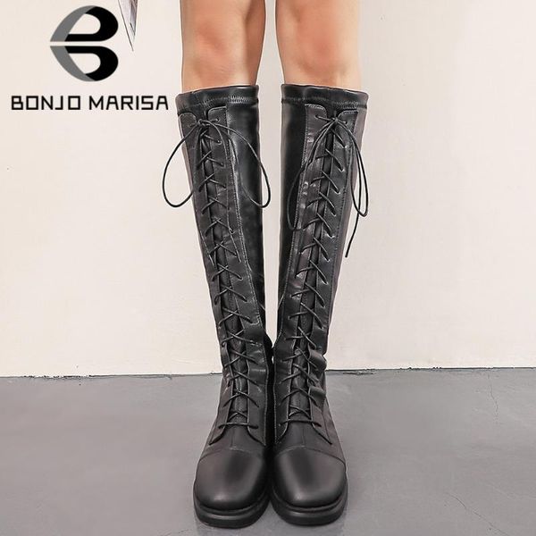 boots bonjomarisa female brand solid lace up round toe knee high black low heel women designer winter shoes woman
boots bonjomarisa female brand solid lace up round toe knee high black low heel women designer winter shoes woman