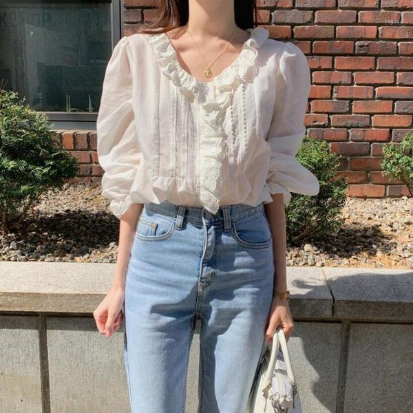 korean summer women shirts embroidery hollow out v neck long sleeve womens and blouses, White
korean summer women shirts embroidery hollow out v neck long sleeve womens and blouses, White
