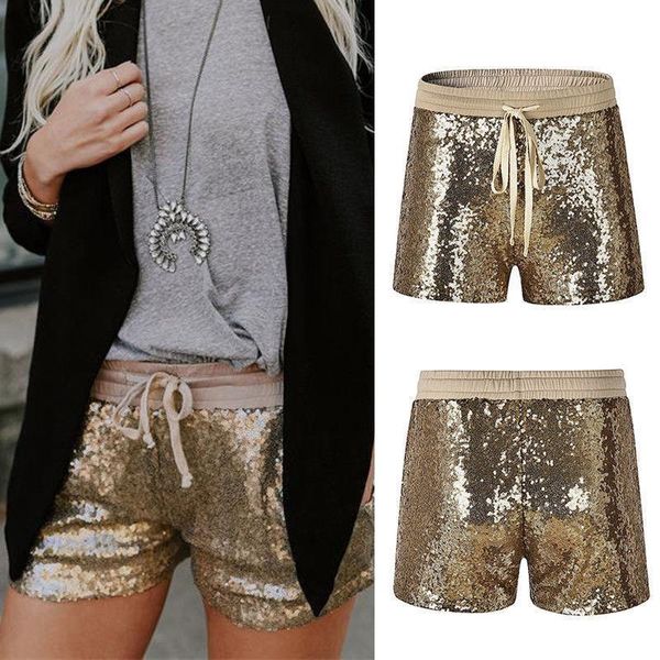 women's shorts 2021 summer women sequins casual elastic waist gold paillette short pants bling clubwear, White;black
women's shorts 2021 summer women sequins casual elastic waist gold paillette short pants bling clubwear, White;black