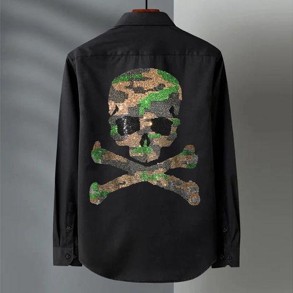 men's casual shirts black white rhinestone chic spring original craft brand outdoor slim long-sleeved button shirt business comfortable, White;black
men's casual shirts black white rhinestone chic spring original craft brand outdoor slim long-sleeved button shirt business comfortable, White;black