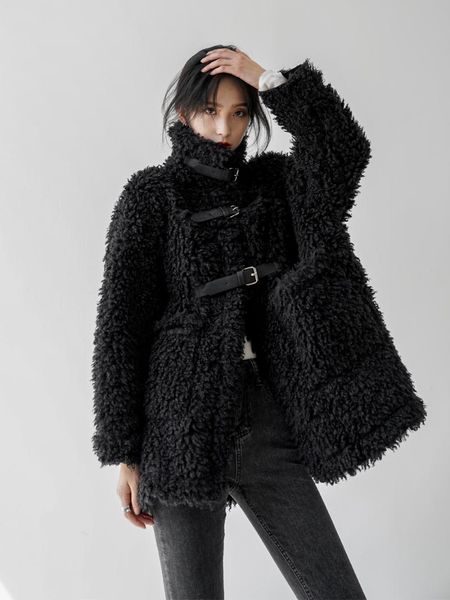 women's fur & faux korean fashion women warm fluffy loose coat stand-up collar outwear winter female thicken lamb wool jacket k175, Black
women's fur & faux korean fashion women warm fluffy loose coat stand-up collar outwear winter female thicken lamb wool jacket k175, Black