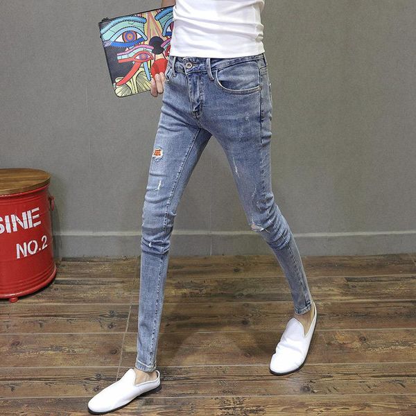 men's jeans wholesale 2021 spirit guy student ripped feet pants pencil korean slim thin male teenagers, Blue
men's jeans wholesale 2021 spirit guy student ripped feet pants pencil korean slim thin male teenagers, Blue