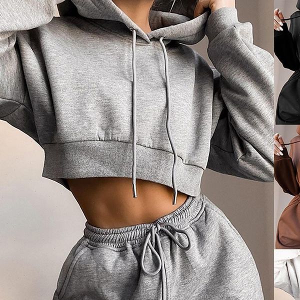 tracksuit zipper casual womens tracksuits loose solid color short hoodies sweatshirts pullovers jogging pants set two piece, Gray
tracksuit zipper casual womens tracksuits loose solid color short hoodies sweatshirts pullovers jogging pants set two piece, Gray