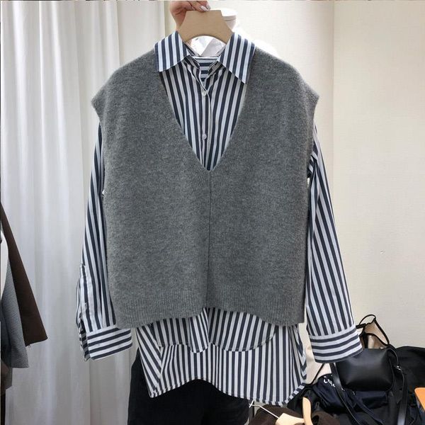 women's sweaters spring and autumn sweater vest for girls casual cotton knitting i7up, White;black
women's sweaters spring and autumn sweater vest for girls casual cotton knitting i7up, White;black