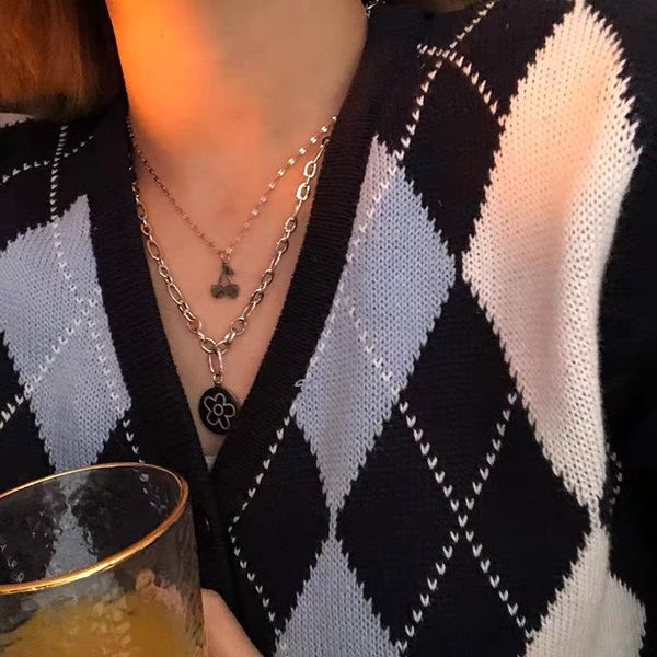 pendant necklaces hip hop double layer necklace female collarbone chain cherry small flower simple personality party jewelry, Silver
pendant necklaces hip hop double layer necklace female collarbone chain cherry small flower simple personality party jewelry, Silver