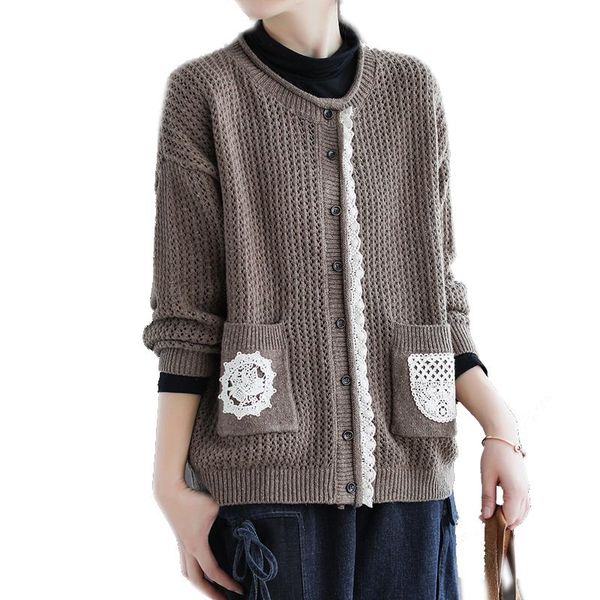 women's knits & tees women sweater cardigan lace hem retro vintage for spring autumn knit outwear big loose o neck hollow out wool a122, White
women's knits & tees women sweater cardigan lace hem retro vintage for spring autumn knit outwear big loose o neck hollow out wool a122, White