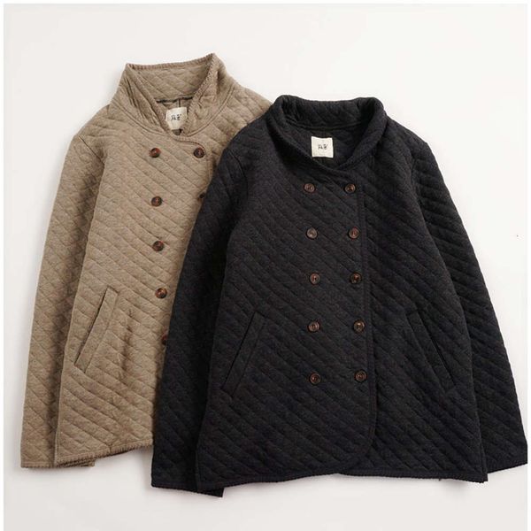 double breasted short women's spring and autumn quilted diamond lattice clip pressed thin cotton coat, Black
double breasted short women's spring and autumn quilted diamond lattice clip pressed thin cotton coat, Black