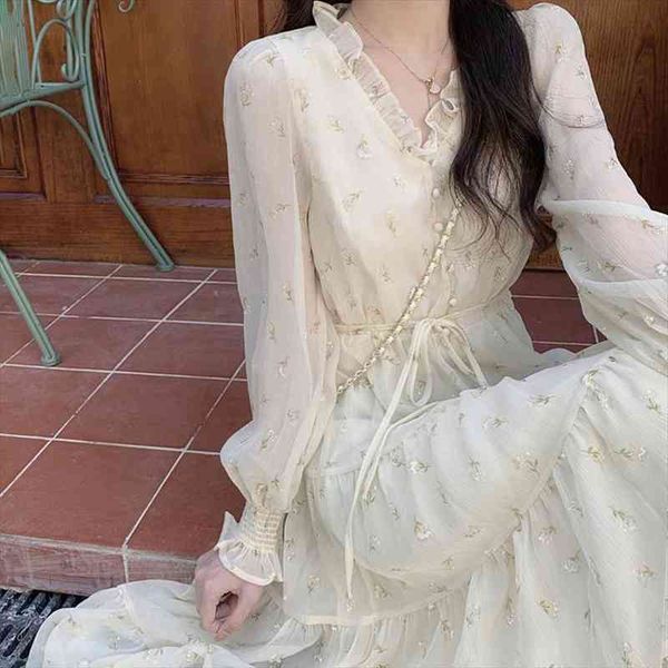 floral lace chiffon women dresses gentle korean french v neck retro niche temperamen spring autumn fashion midi, Black;gray
floral lace chiffon women dresses gentle korean french v neck retro niche temperamen spring autumn fashion midi, Black;gray
