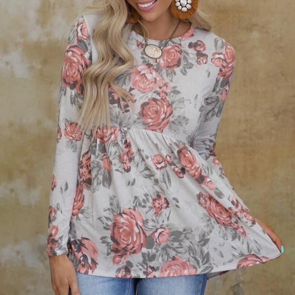 women's blouses & shirts trendy flower print blouse elegant tunic for women vintage long-sleeved round neck flowy camisas de mujer 40#, White
women's blouses & shirts trendy flower print blouse elegant tunic for women vintage long-sleeved round neck flowy camisas de mujer 40#, White