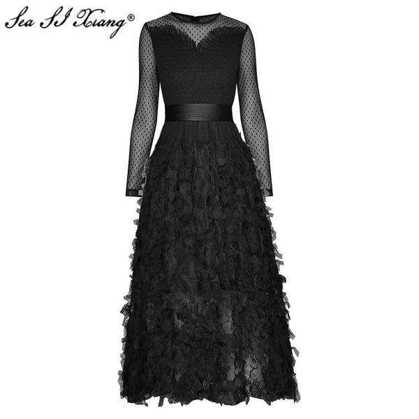 casual dresses seasixiang fashion designer summer mesh dress women long sleeve hollow out tassel elegant ball gown, Black;gray
casual dresses seasixiang fashion designer summer mesh dress women long sleeve hollow out tassel elegant ball gown, Black;gray