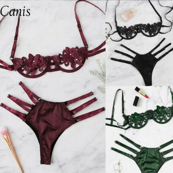 bras sets lingerie women lace bra underwear satin silk g-string floral bandage hollow out brief, Red;black
bras sets lingerie women lace bra underwear satin silk g-string floral bandage hollow out brief, Red;black