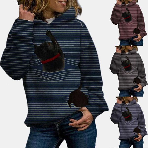 women's hoodies & sweatshirts ladies hooded striped printed cat 3d long sleeve pullover sweatshirt print hoodie letter casual, Black
women's hoodies & sweatshirts ladies hooded striped printed cat 3d long sleeve pullover sweatshirt print hoodie letter casual, Black