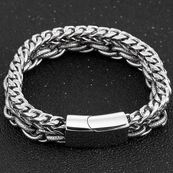 link, chain men's double layer stainless steel braided link bracelets charm man party wristband male spacial jewelry friendship gifts, Black
link, chain men's double layer stainless steel braided link bracelets charm man party wristband male spacial jewelry friendship gifts, Black