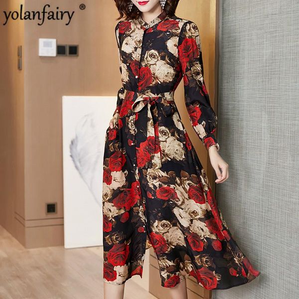 casual dresses 2021 spring 100% real silk dress women vintage floral elegant long sleeve ladies midi autumn vestidos 1014 kj4585, Black;gray
casual dresses 2021 spring 100% real silk dress women vintage floral elegant long sleeve ladies midi autumn vestidos 1014 kj4585, Black;gray