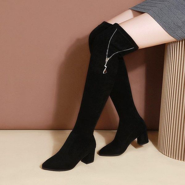 boots autumn winter fashion women's over-the-knee thick high-heeled pointed all-match thin stretch boot side zipper, Black
boots autumn winter fashion women's over-the-knee thick high-heeled pointed all-match thin stretch boot side zipper, Black