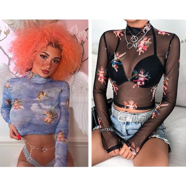 women's t-shirt women t shirt see through transparent mesh long sleeve sheer slim ladies turtleneck, White
women's t-shirt women t shirt see through transparent mesh long sleeve sheer slim ladies turtleneck, White
