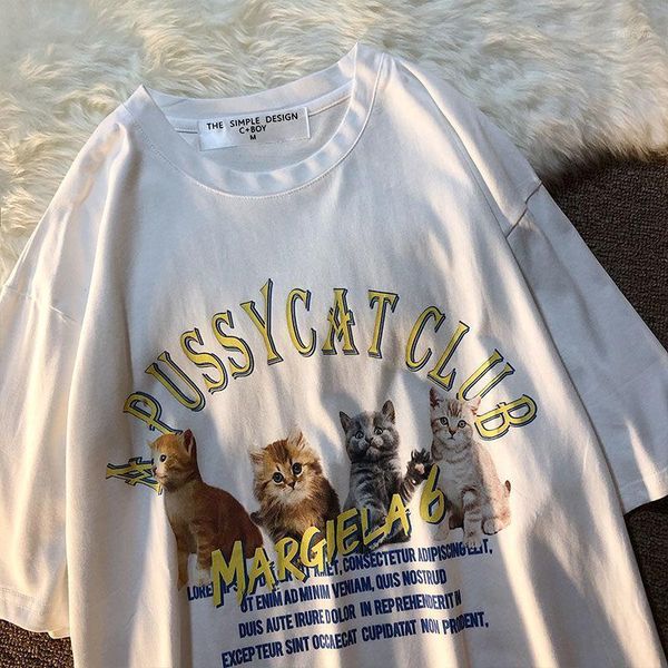 cotton vintage t shirts women cats letters printing tshirts oversized comfort summer tees 2021brand fashion streetwear cute women's t-, White
cotton vintage t shirts women cats letters printing tshirts oversized comfort summer tees 2021brand fashion streetwear cute women's t-, White