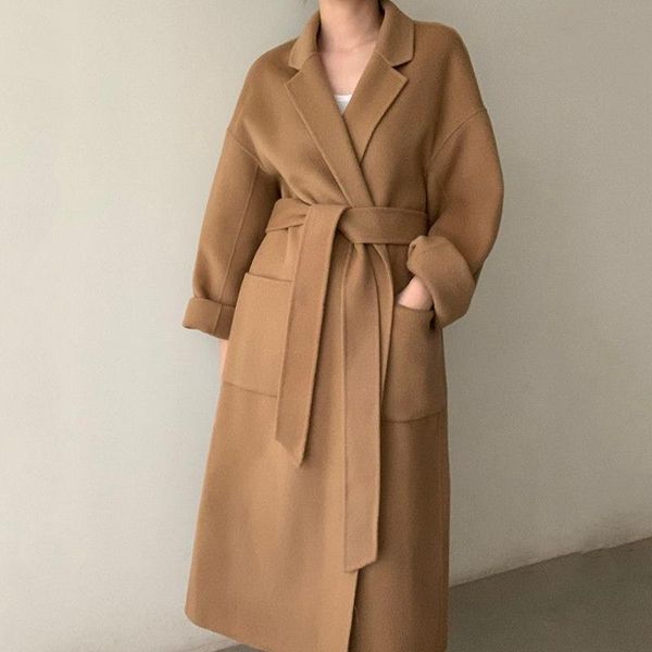 women's wool & blends women khaki coat fashion spring autumn with belt bandage turn down collar long woolen coats ladies elegant outwea, Black
women's wool & blends women khaki coat fashion spring autumn with belt bandage turn down collar long woolen coats ladies elegant outwea, Black