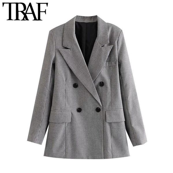 women's suits & blazers traf women fashion double breasted check blazer coat vintage long sleeve pockets female outerwear chic, White;black
women's suits & blazers traf women fashion double breasted check blazer coat vintage long sleeve pockets female outerwear chic, White;black