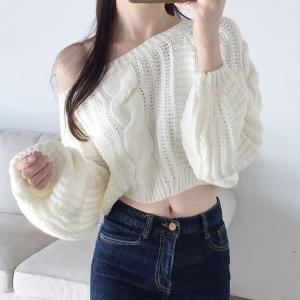 2021 round neck short sweater for women lantern long sleeve twist striped pullover female loose jumper fashion fall cucl, White;black
2021 round neck short sweater for women lantern long sleeve twist striped pullover female loose jumper fashion fall cucl, White;black