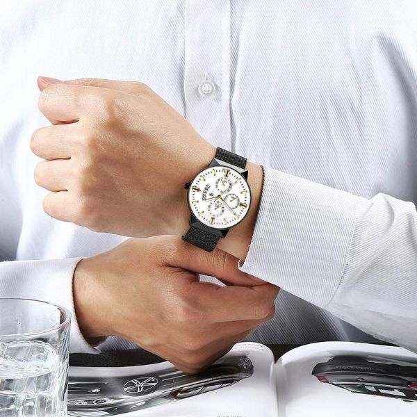 wristwatches fashion men watches analog quartz high-end simple calendar stainless steel watch relojes hombre gift, Slivery;brown
wristwatches fashion men watches analog quartz high-end simple calendar stainless steel watch relojes hombre gift, Slivery;brown