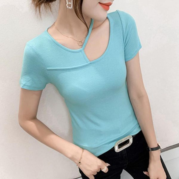 women's t-shirt summer korean style solid cotton hollow out irregularity fashion women short sleeve all match tees, White
women's t-shirt summer korean style solid cotton hollow out irregularity fashion women short sleeve all match tees, White