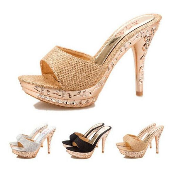 slippers women platform peep toe shoes ladies high heels sparkly sandals mules party, Black
slippers women platform peep toe shoes ladies high heels sparkly sandals mules party, Black