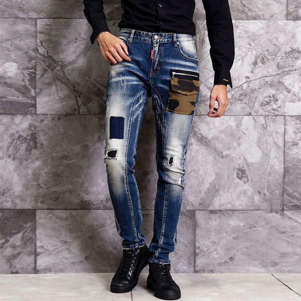 2021 new autumn newly fashion slim fit spliced designer ripped men streetwear camouflage patch pocket hip hop jeans homme u7em, Blue
2021 new autumn newly fashion slim fit spliced designer ripped men streetwear camouflage patch pocket hip hop jeans homme u7em, Blue