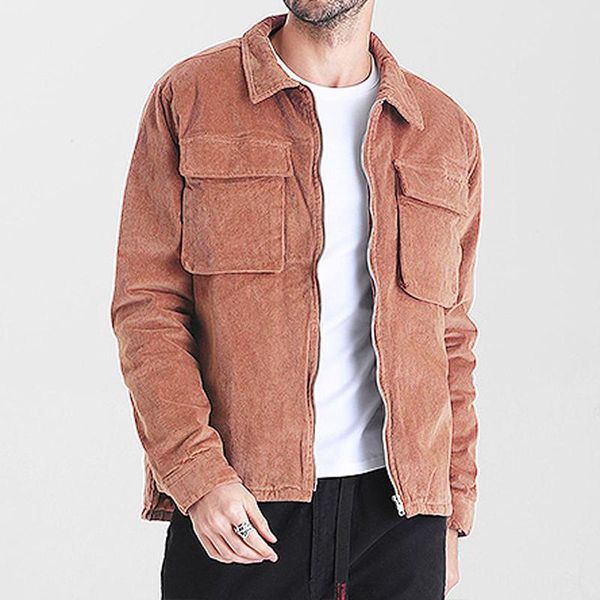 men's jackets retro corduroy jacket with big pockets spring autumn long sleeve lapel outerwear fashion casual solid color zipper coat, Black;brown
men's jackets retro corduroy jacket with big pockets spring autumn long sleeve lapel outerwear fashion casual solid color zipper coat, Black;brown