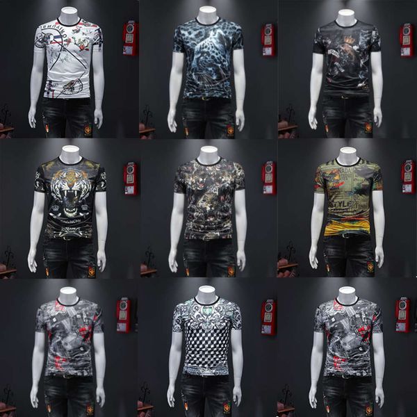 men's summer ice silk t-shirt round neck pattern thin men's fashion printed short sleeve personalized youth casual wearwinter, White;black
men's summer ice silk t-shirt round neck pattern thin men's fashion printed short sleeve personalized youth casual wearwinter, White;black