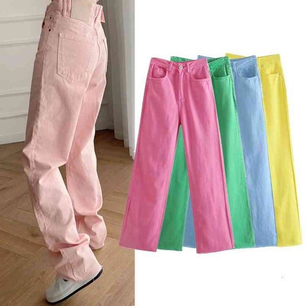 women's jeans cintura alta cor jeans feminino solto e fino calças de perna larga ins moda doce senhoras brim borda crua esfregando tbh9, Blue
women's jeans cintura alta cor jeans feminino solto e fino calças de perna larga ins moda doce senhoras brim borda crua esfregando tbh9, Blue