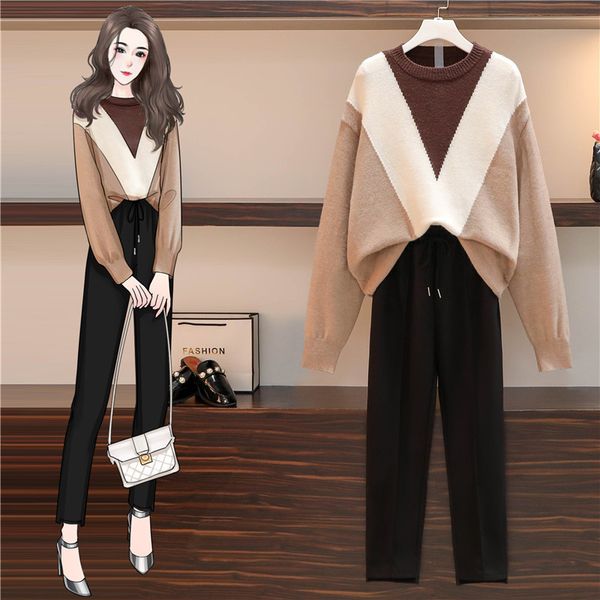 women clothe winter warm sport two piece set patchwork sweater and woolen pants plus size elegant matching outfit trac pfl4, Gray
women clothe winter warm sport two piece set patchwork sweater and woolen pants plus size elegant matching outfit trac pfl4, Gray