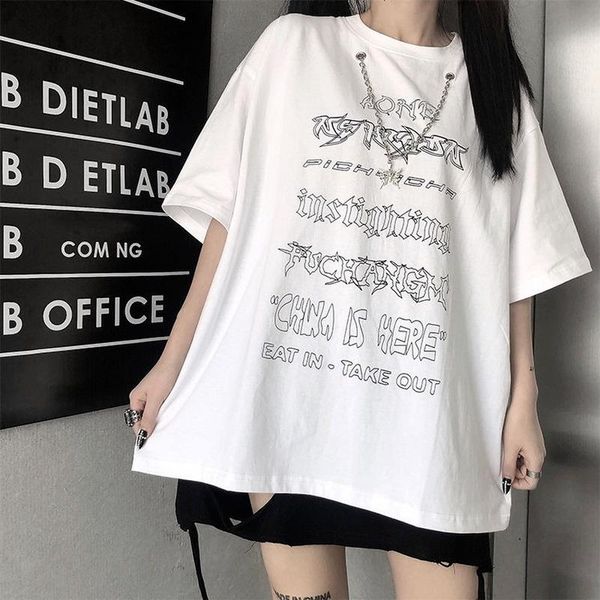 women's t-shirt summer korean version of the dark chain pendant short-sleeved tshirt men and women loose ins couples niche gothic for f, White
women's t-shirt summer korean version of the dark chain pendant short-sleeved tshirt men and women loose ins couples niche gothic for f, White