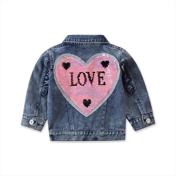 children autumn outfit blue lapel long sleeves denim jacket with beadings amp heart shapes sequin decoration for little girls, Blue;gray
children autumn outfit blue lapel long sleeves denim jacket with beadings amp heart shapes sequin decoration for little girls, Blue;gray