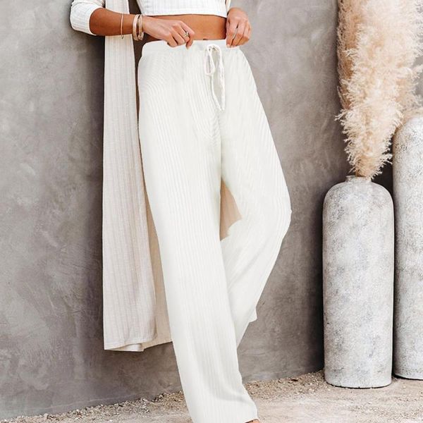 women's pants & capris elastic waist women high wide leg casual solid straight loose bandage trousers female jy4, Black;white
women's pants & capris elastic waist women high wide leg casual solid straight loose bandage trousers female jy4, Black;white