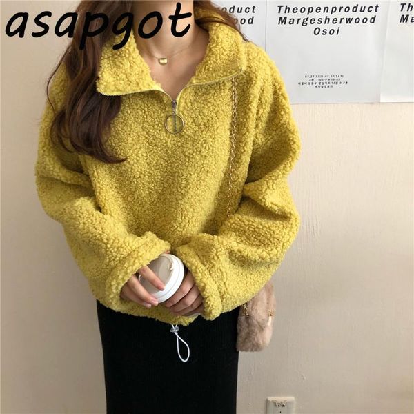 women's hoodies & sweatshirts asapgot warm lazy koera chic solid fashion yellow lamb wool thick loose zipper up stand collar pullover, Black
women's hoodies & sweatshirts asapgot warm lazy koera chic solid fashion yellow lamb wool thick loose zipper up stand collar pullover, Black