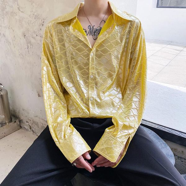 men's casual shirts men golden shiny fish scale pattern long sleeve loose shirt male nightclub stage fashion show dress, White;black
men's casual shirts men golden shiny fish scale pattern long sleeve loose shirt male nightclub stage fashion show dress, White;black