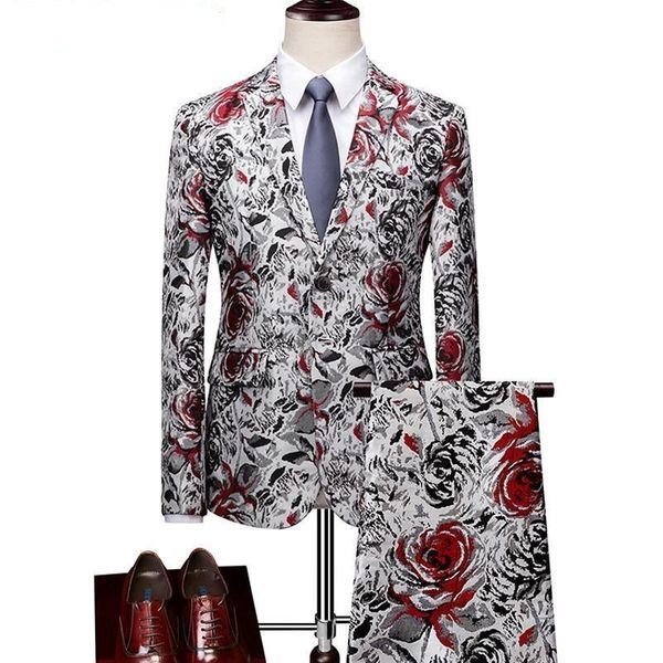 men's suits & blazers 6xl men blazer hombre casual party with pants slim fit jacket flower costume homme mariage dress, White;black
men's suits & blazers 6xl men blazer hombre casual party with pants slim fit jacket flower costume homme mariage dress, White;black