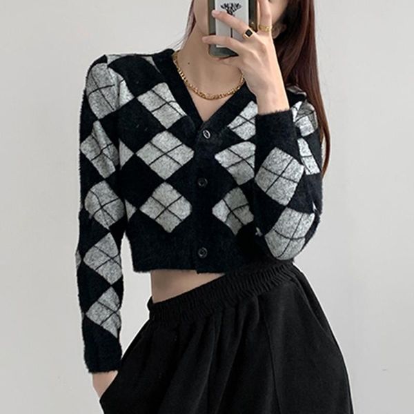 women's knits & tees cardigan women long sleeve knitted argyle cashmere streetwear black sweater preppy style autumn or winter 2021, White
women's knits & tees cardigan women long sleeve knitted argyle cashmere streetwear black sweater preppy style autumn or winter 2021, White