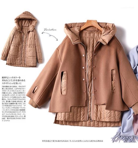 design elegant women's jacket stylish 2 piece woolen blend jackets+thin coat 90% white duck down wide-waisted & parkas, Black
design elegant women's jacket stylish 2 piece woolen blend jackets+thin coat 90% white duck down wide-waisted & parkas, Black