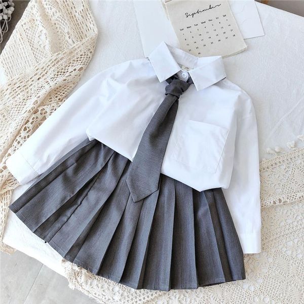 fashion korean long sleeve blouse cardigan amp skirt with necktie fall little girls clothes school uniform children outfit, White
fashion korean long sleeve blouse cardigan amp skirt with necktie fall little girls clothes school uniform children outfit, White