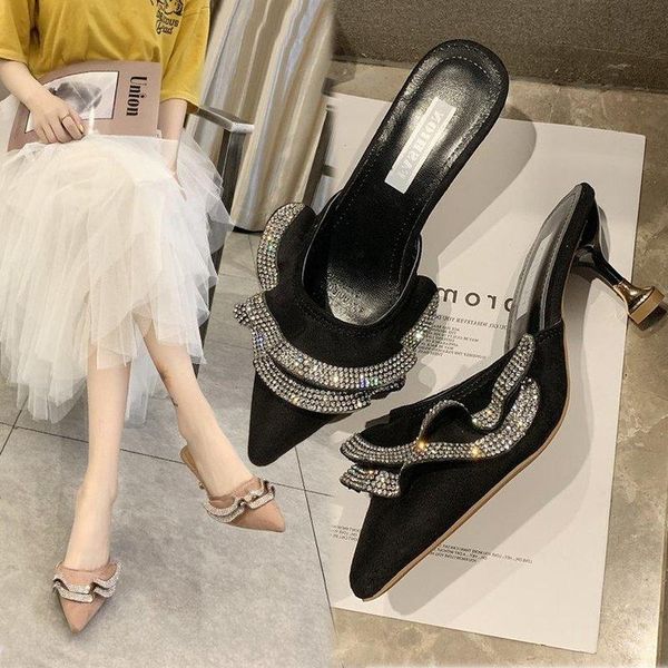 slippers llogai high-heeled women's shoes 2021 rhinestone spring fashion suede pointy wear female zapatos de mujer, Black
slippers llogai high-heeled women's shoes 2021 rhinestone spring fashion suede pointy wear female zapatos de mujer, Black